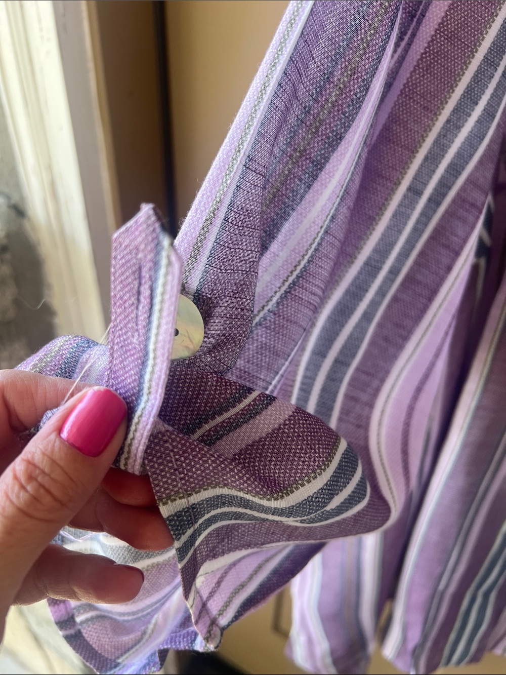 Catherine’s 18/20WP Lilac Stripe Button Down Elbow Sleeve Shirt Mother of Pearl - Picture 4 of 9